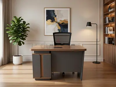 Modern Wooden Office Desk with Lockable Storage – Stylish Workstation Desk for Office Use