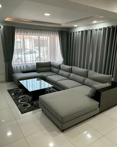 Modern L-Shaped Grey Sofa Set
