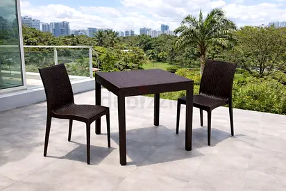 Modern 2-Seater Rattan Patio Dining Table Set – Stylish Indoor  Outdoor Patio Table  Chairs Set
