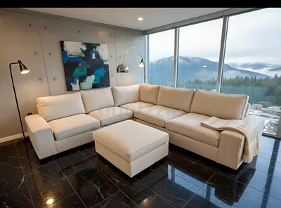 Premium Quality Corner Sofa with Footrest – Soft-touch upholstery, supportive back cushions, and ge