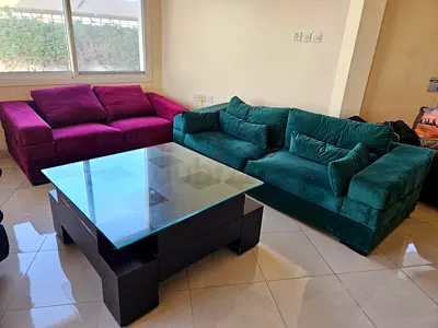 3 seater sofa 2 seater sofa Handmade wooden table 1mX1m