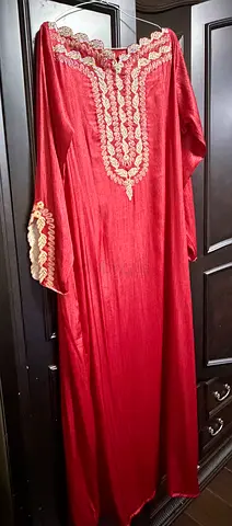 Elegant Red Jalabiya with Embroidery