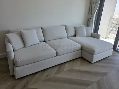 Stylish Modren CrateBarrel Lounge Deep feather filled L Shape Sofa Beige