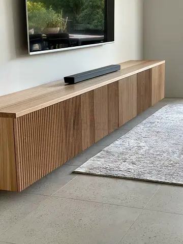 Bespoke Floating TV Unit with Decorative Ribbed Front and Smooth Top