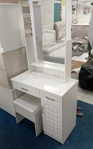 Modern White Vanity Table with Mirror