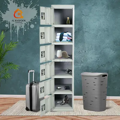 Modern Storage Cabinet with Laundry Basket