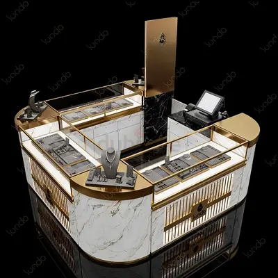 Luxury Marble  Gold Jewelry Kiosk