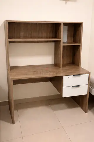 Modern Study Desk with Shelves