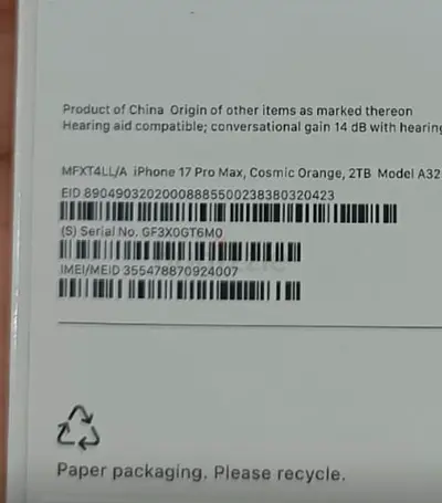 iPhone 17 pro max 2TB