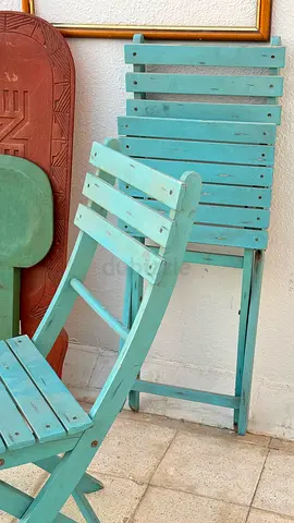 Vintage Folding Chair Set in Turquoise