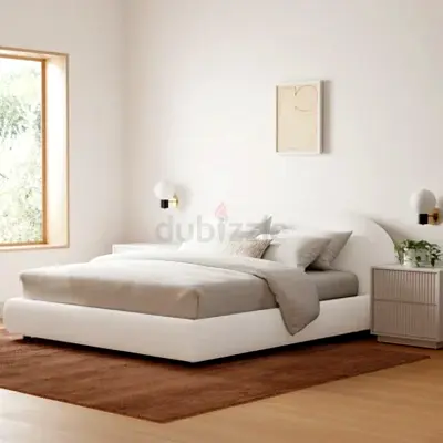 Sadarius Upholstered Bed Frame – Curved Bouclé Design