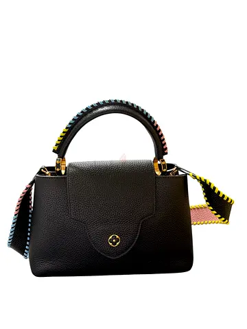 Authentic LOUIS VUITTON Taurillon Capucines MM Rainbow Black