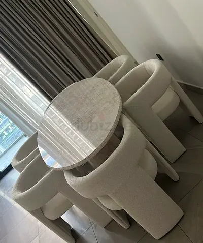 Marble dining table, coffee table and 6 dining chairs