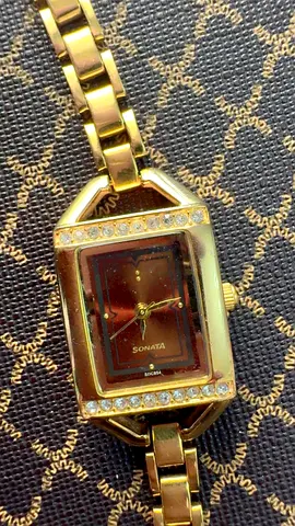 Sonata Gold Watch with Stone Accents