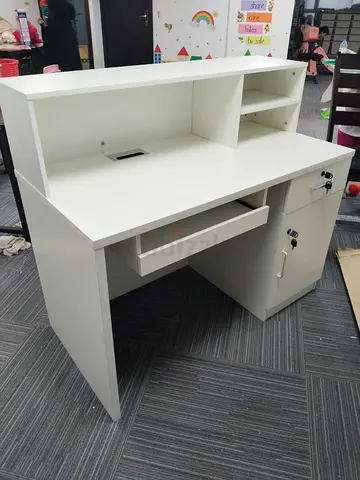 White Study Table with Storage