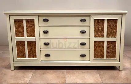 Stylish Sideboard with Rattan Accents