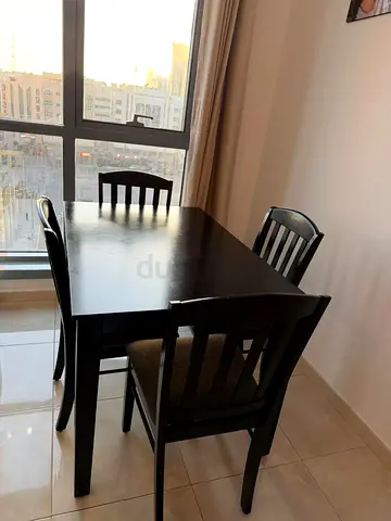 Black Dining Table Set with Chairs