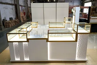 Luxury White  Gold Minimalist Jewelry Kiosk