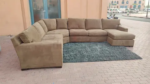 Comfortable feather 🪶 filled CrateBarrel Axis U Shape Sofa