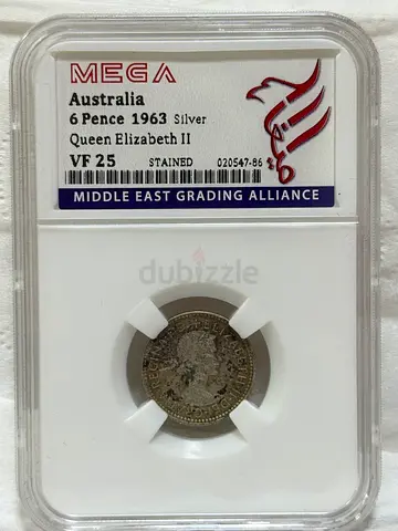 Australia 6 pence silver coin 1963 70 AED