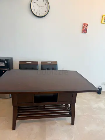 Sleek Wooden dinning room Table with Storage
