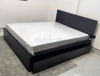 IKEA Malam queen size bed 160/200cm bed with 2 storage drawers underneath  and Ikea mattress