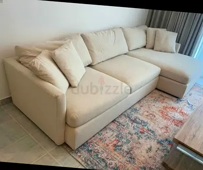 Crategbarrel L shape sofa Beige