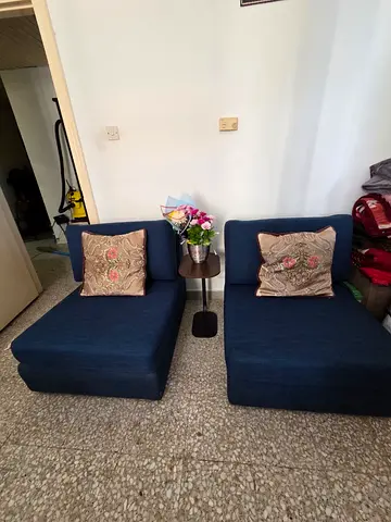 2 Piece Modern Blue Sofa Set - Modular  Comfortable