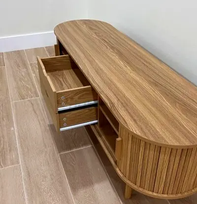 Element Curve Designer TV Cabinet with Linear Rib Pattern