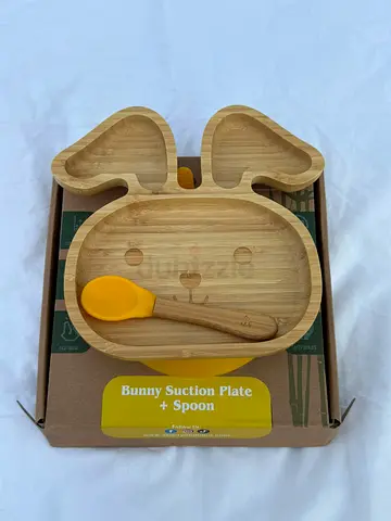 Bamboo Bunny Suction Plate and Spoon Set - 500pcs Bulk Wholesale (Abu Dhabi)