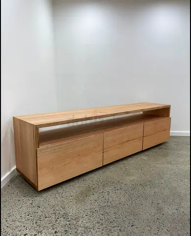 Custom Built Wall Mounted TV Cabinet with Fluted Panel Accent
