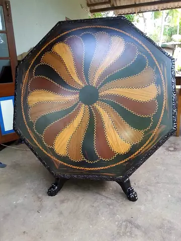 Antique table from 4 types wood