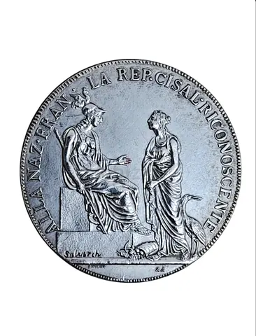 1800 Italian State of the Cisalpine Republic.Tribute to the seated France. Antique Italy Silver Coin