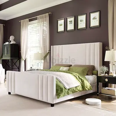 High head  footboard velvet queen bed