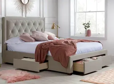 Elegant Queen Bed with Storage Drawers