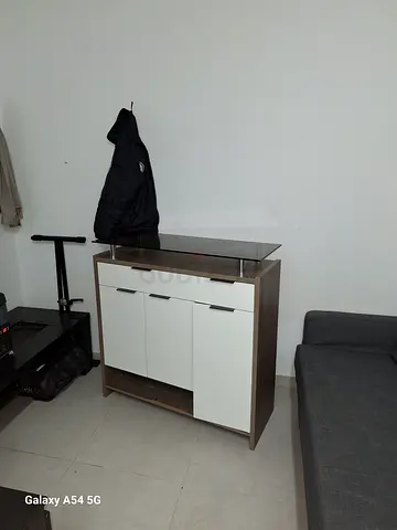 Modern Side Cabinet with Glass Top