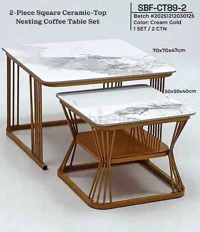Modern Ceramic-Top Nesting Coffee Table Set