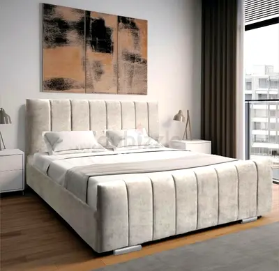 King size velvet fabric bed