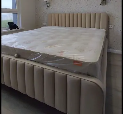 Luxury ,sleek king size linen fabric bed