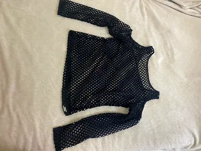 Black Mesh Long Sleeve Top