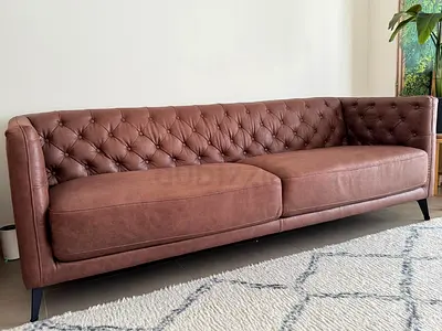 Stylish Brown Faux Leather Sofa