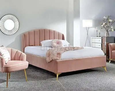 Elegant Pink Upholstered Bed Frame