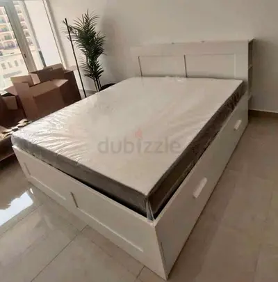 IKEA brimnessking size 180×200cm bed frame with headboard+ 4 big storage drawers with IKEA mattress