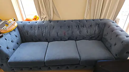 Elegant Blue Velvet Sofa