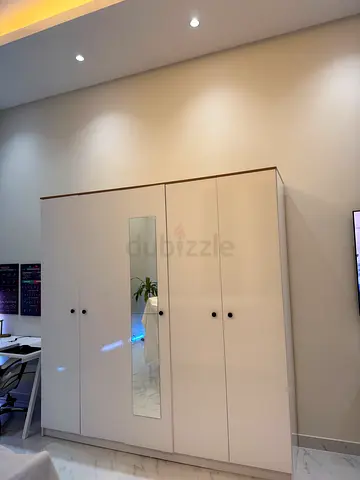 Modern White Cabinet with Glass Front