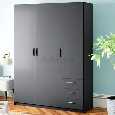 Modern Grey Wardrobe with Drawers