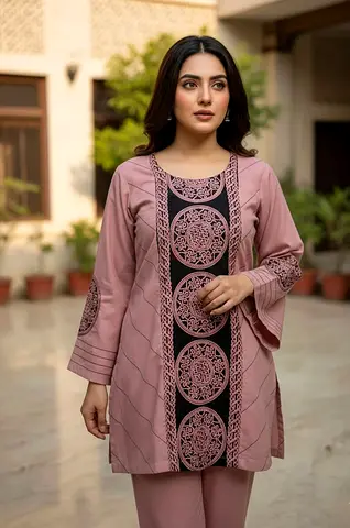 Elegant Lawn 2 pc Pink Embroidered Tunic