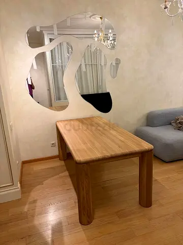 Sculpted Oak Oval Dining Table with Fluted Pedestal Bases