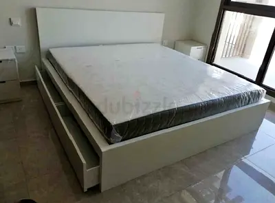 IKEA Malam king size 180×200cm bed frame with IKEA mattress and 2 big storage drawers underneath is