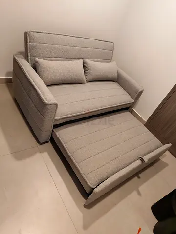 Comfortable Two Seatr Grey Sofa Bed with Cushions